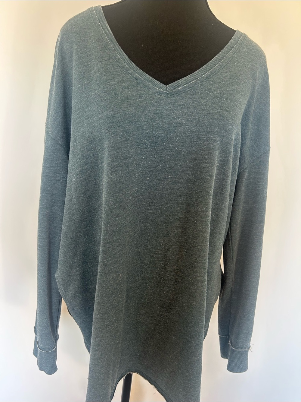 Z Supply Women's V-Neck Long Sleeve Sweatshirt - Slate Blue